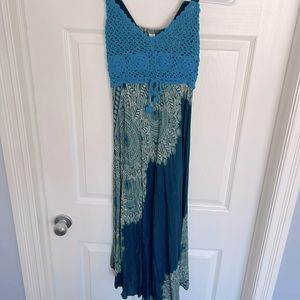 Boho blue crochet maxi